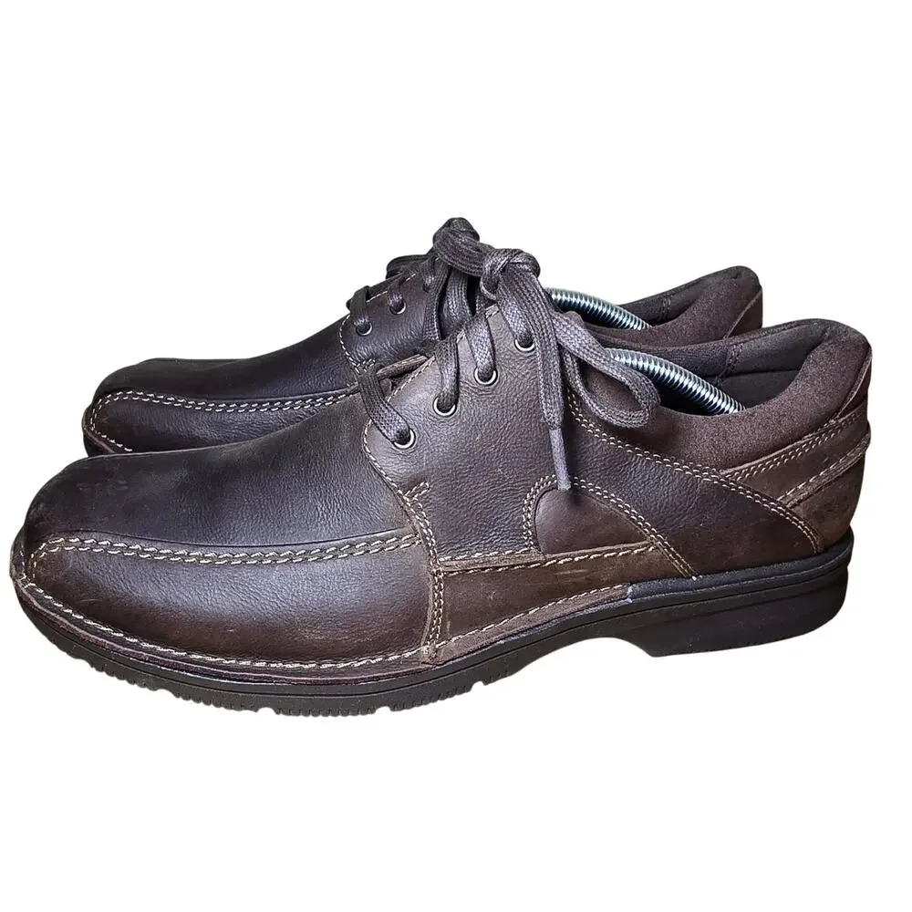 Clarks 26066250 Men's Brown Leather Lace Up Apron Toe Casual Shoes Size 11.5